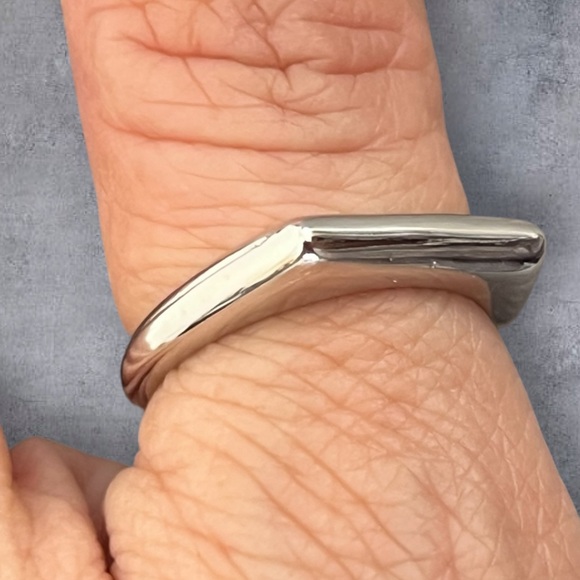 Asymmetrical Silver thumb ring adjustable size stamped .925 - Picture 1 of 7